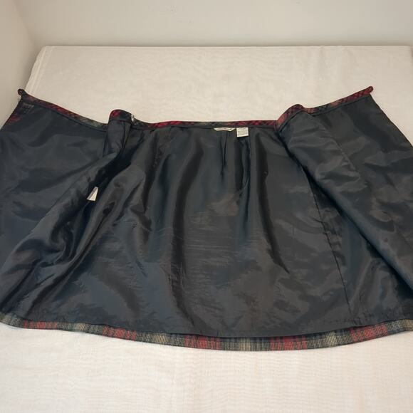 Eddie Bauer Wool Wrap Skirt Red Tartan Plaid Womens 14 Dark Academia Vintage - Picture 10 of 12
